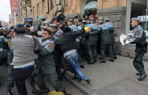A protest action against Putin took place on Yerevan
