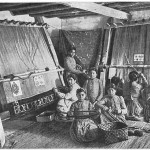 Armenian girls, weaving carpets in Van, 1907, Western Armenia.