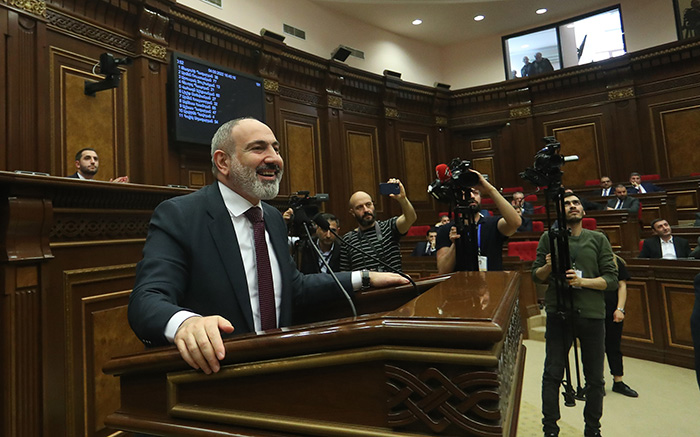 RA Prime Minister Nikol Pashinyan holds a speech and presents some facts regarding his innocence to the opposition during the RA National Assembly regular session