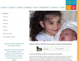 U.S. -- A screenshot of the website of the Hopscotch Adoptions agency.                                            