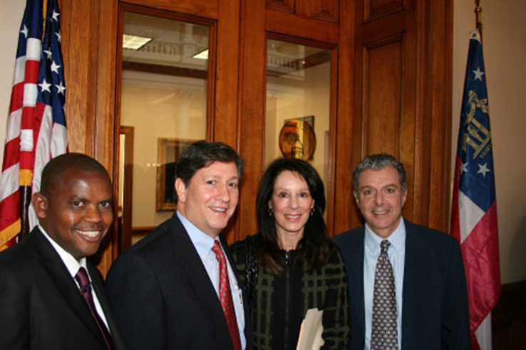 L-R: Martin Ngamije, Rwandan community of Atlanta, Harvey Rickles, President of The Jewish Community Relations of Atlanta, Melanie Nelkin, Chair of The Georgia Coalition to Prevent Genocide and Dr Vahan Kassabian, Georgia Chair of The Armenian Assembly of America