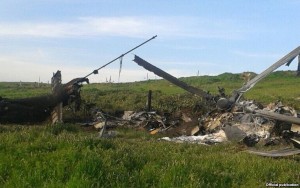 wreckage of Azeri Military Helicopter Shot down on April 2