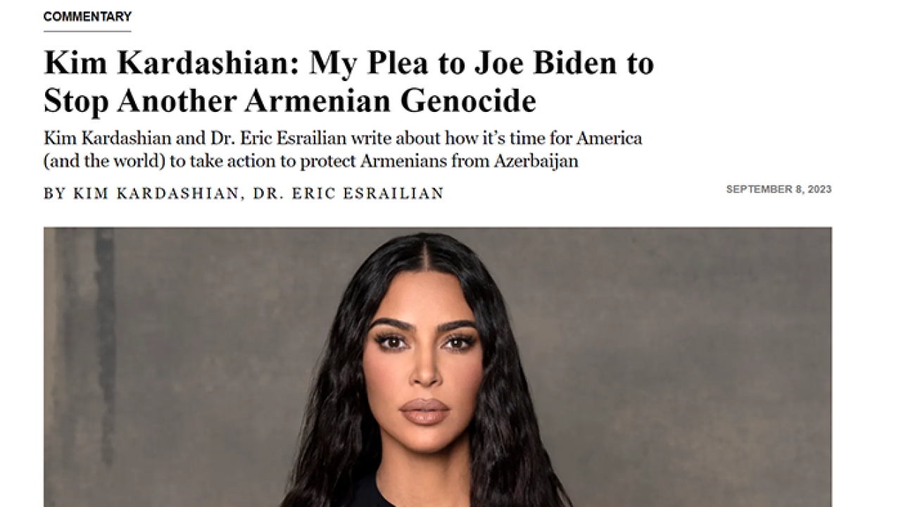 Kim Kardashian Issues Plea to President Biden to Prevent Another Armenian  Genocide • MassisPost