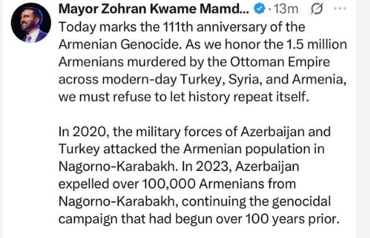 New York and Los Angeles Mayors Commemorate Armenian Genocide, Call for Justice and Prevention